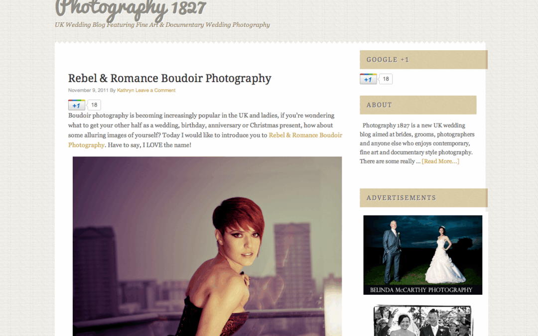 Rebel & Romance London Boudoir Photography featured on the Photography 1827 Blog!