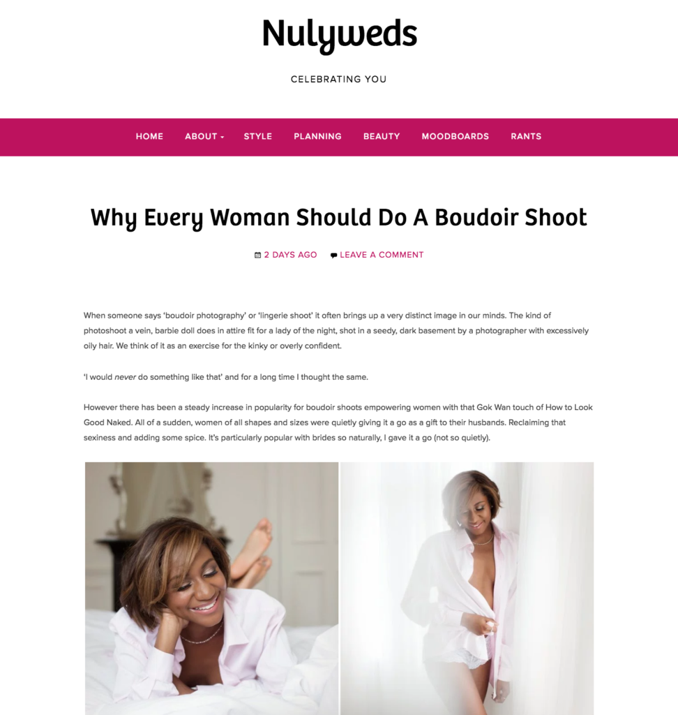 wedding planner boudoir photo shoot