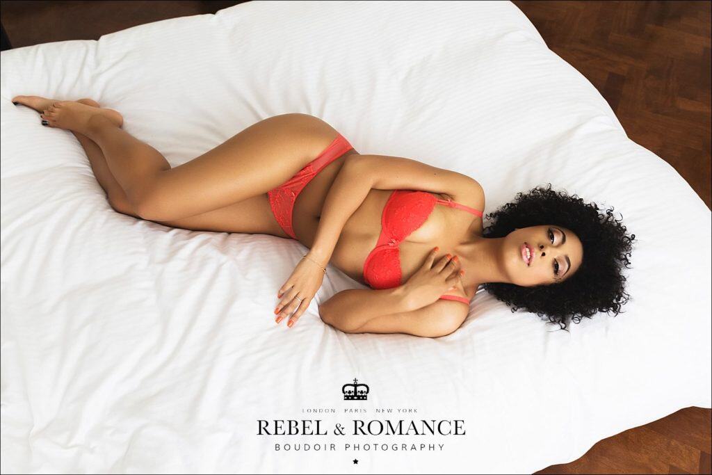 Rebel & Romance Boudoir Photography lingerie photo shoot featuring natural afro