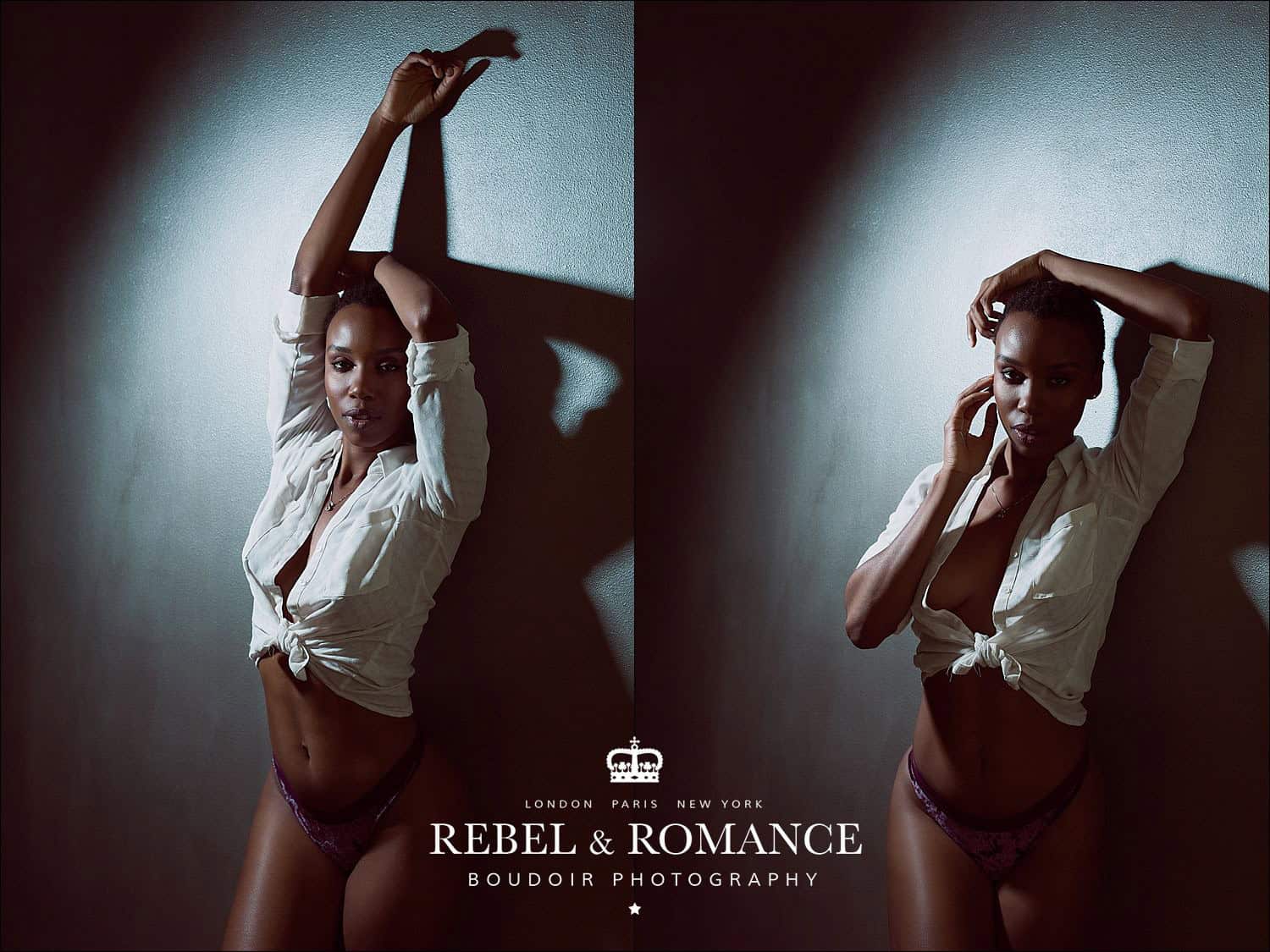 moody image of black woman in lingerie