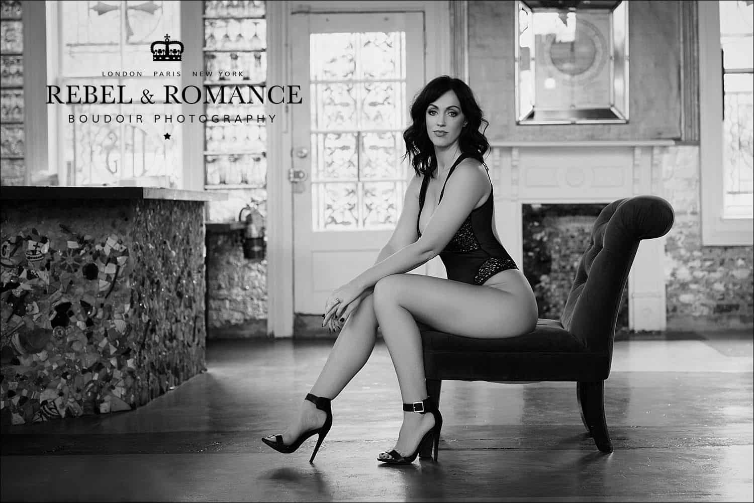 lingerie photoshoot of brunette woman in new orleans