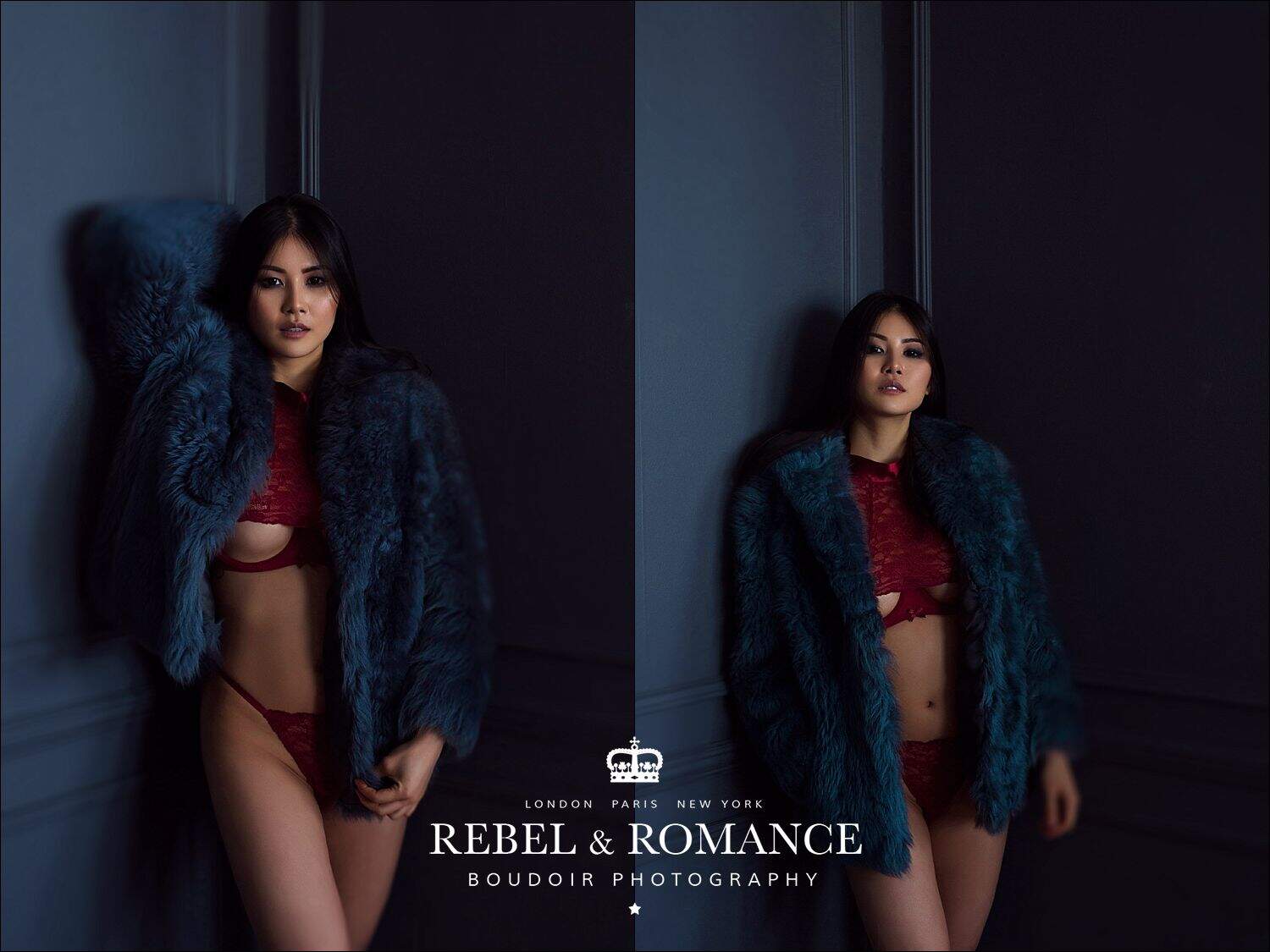 glamour photo shoot in london with chinese model wearing a fur coat
