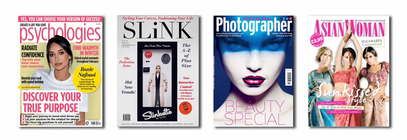 Rebel & Romance boudoir photography featured in Psychologies, SLiNK, Photographer, and Asian Woman magazines