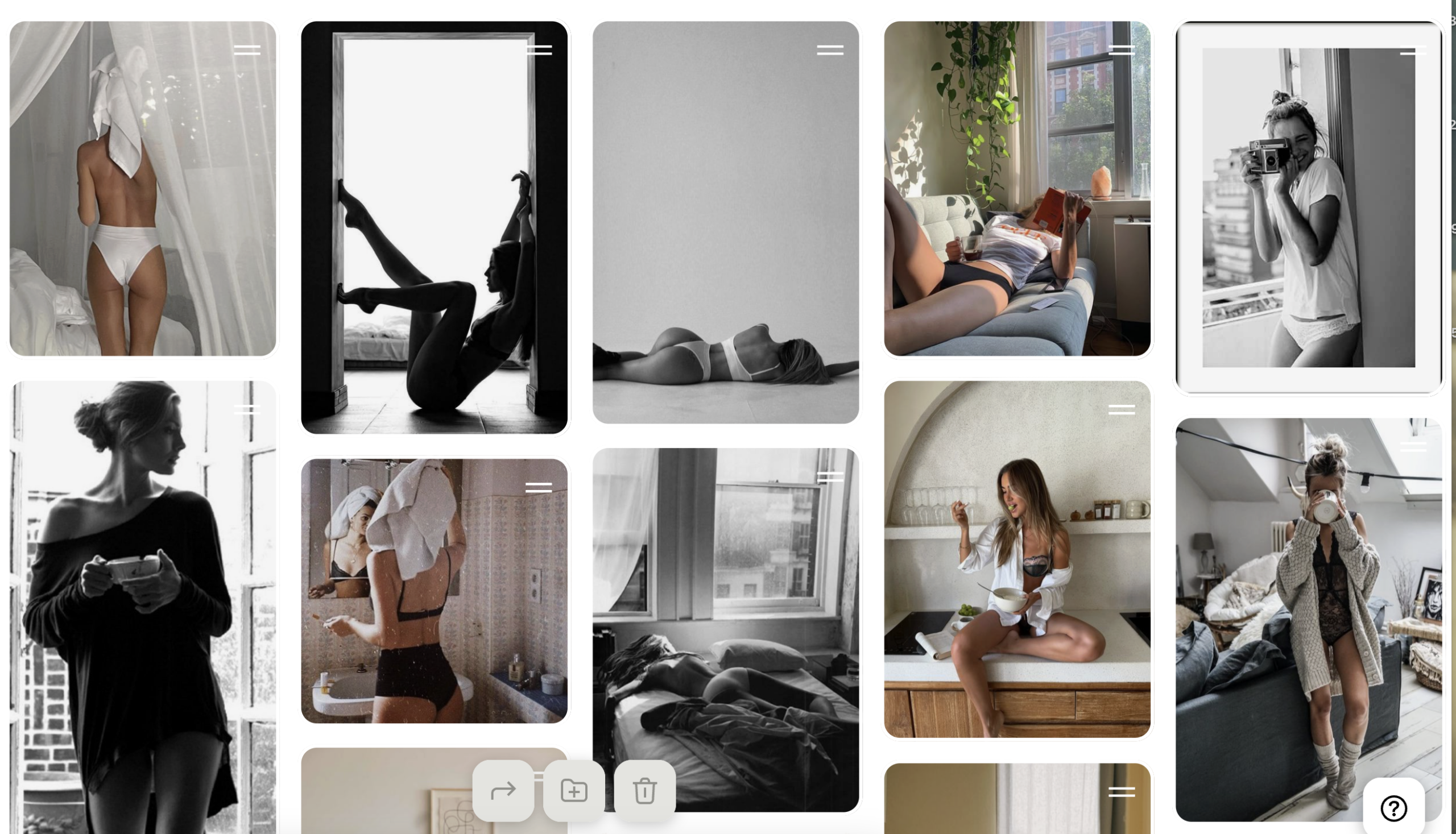 cover a mood board of basic simple lingerie