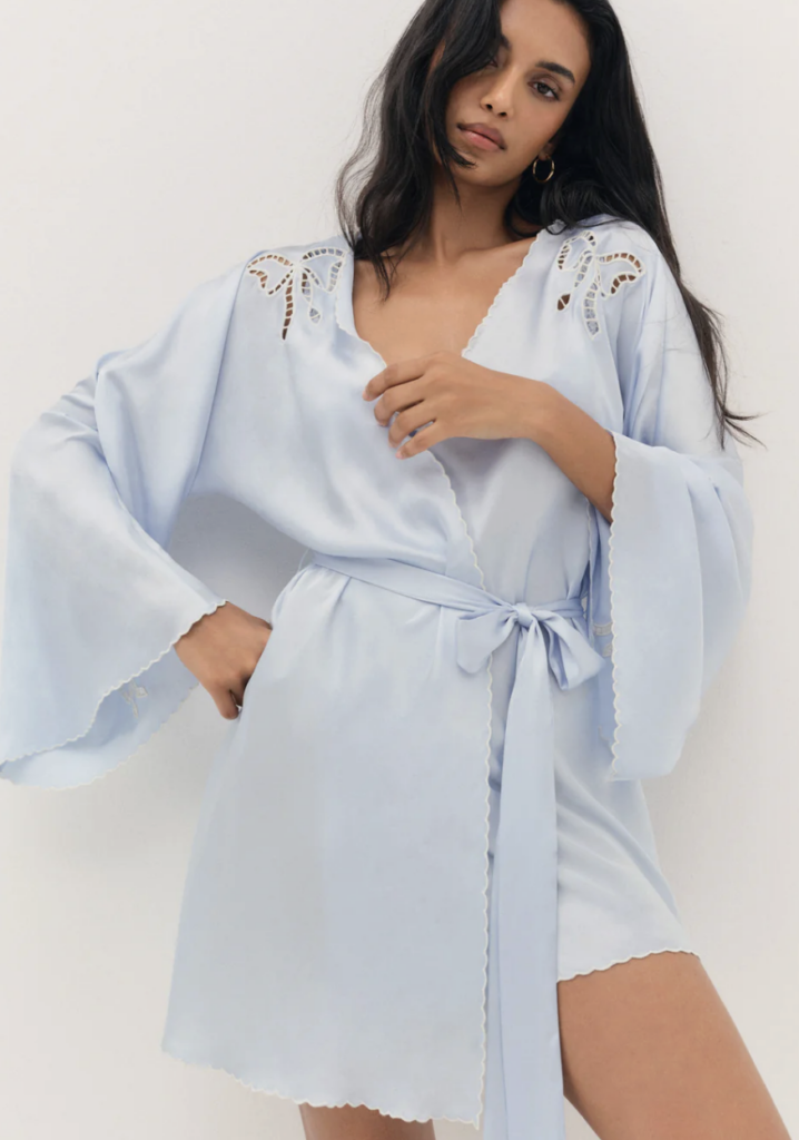 For Love and Lemons Delaine Robe: forloveandlemons.com bridal lingerie ideas for photo shoot something blue