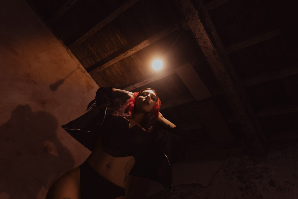 Dramatic boudoir photography in a London warehouse location